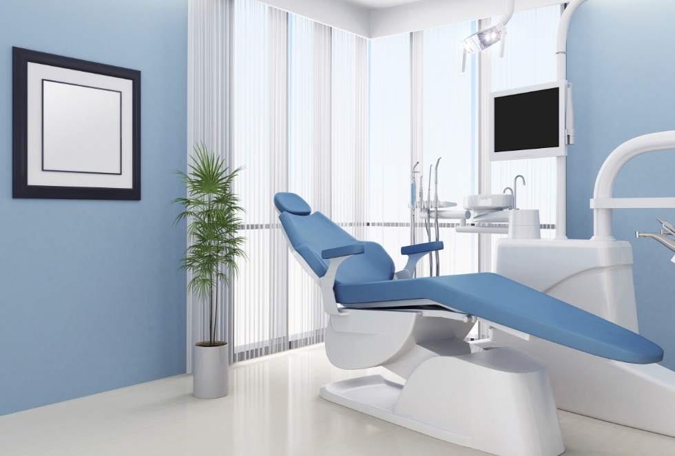 Blue dental treatment chair